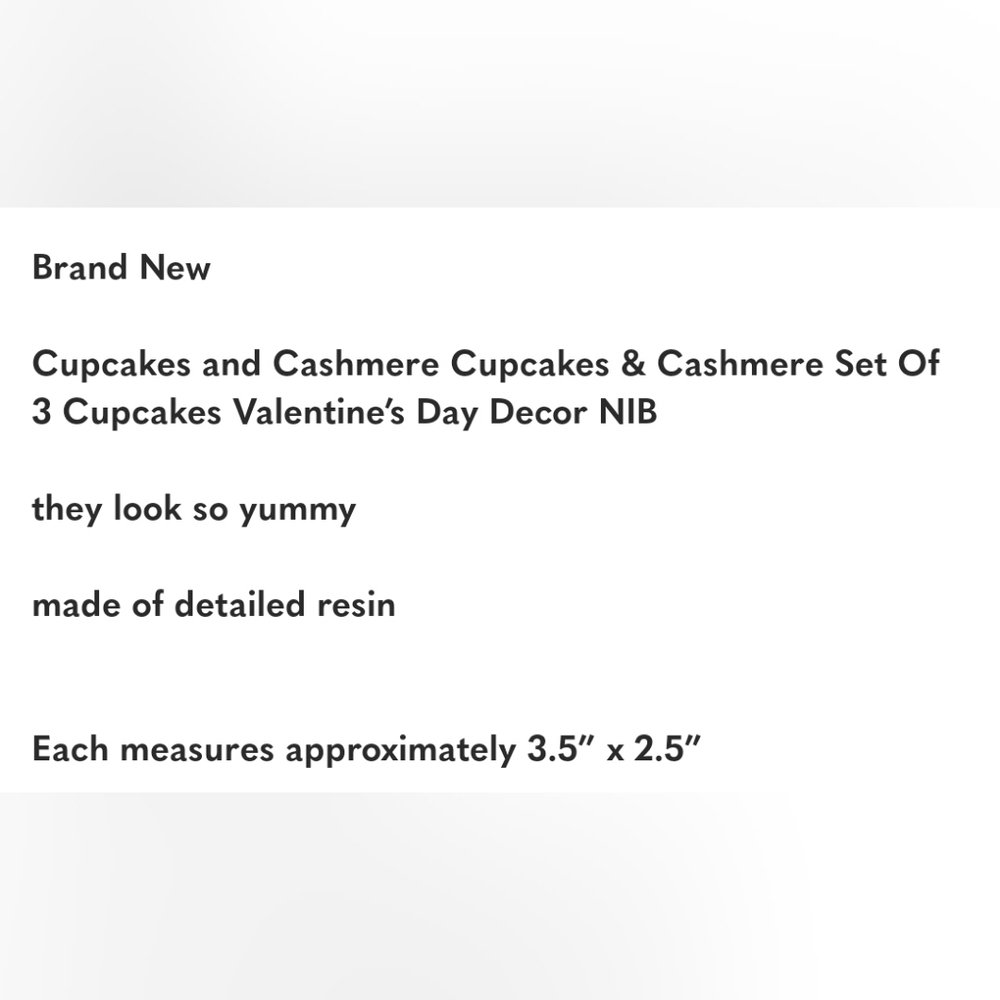 🧁▪️ Cupcakes & Cashmere▪️ Set Of 3 Cupcakes Valentine’s Day Decorational - Picture 6 of 7
